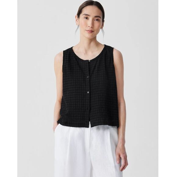 Eileen Fisher Women’s Blouse –  Large Coral Textured Button Down Boxy Top | NWOT - Picture 1 of 9